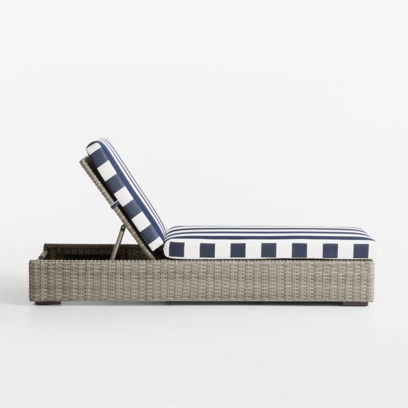 Abaco Resin Wicker Outdoor Sun Lounger with Navy and White Cabana Stripe Sunbrella ® Cushions - image 13 of 17