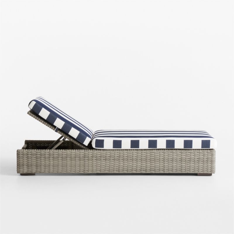Abaco Resin Wicker Outdoor Sun Lounger with Navy and White Cabana Stripe Sunbrella ® Cushions - image 12 of 17