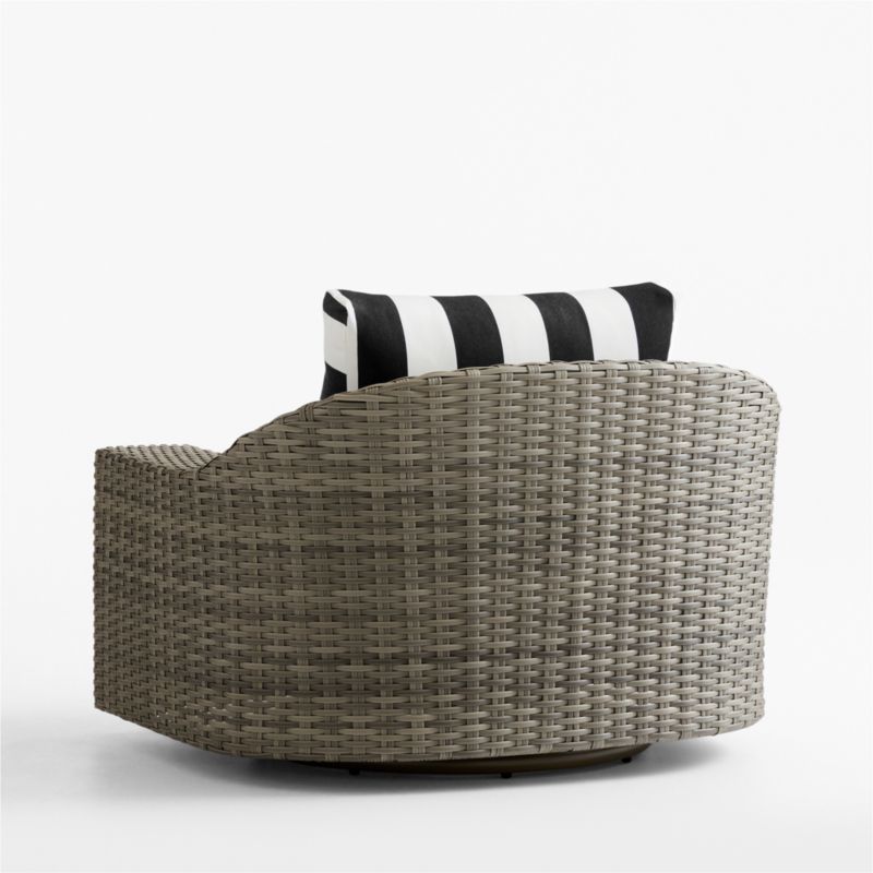 Abaco Resin Wicker Outdoor Swivel Lounge Chair with Black and White Cabana Stripe Sunbrella ® Cushions - image 12 of 13
