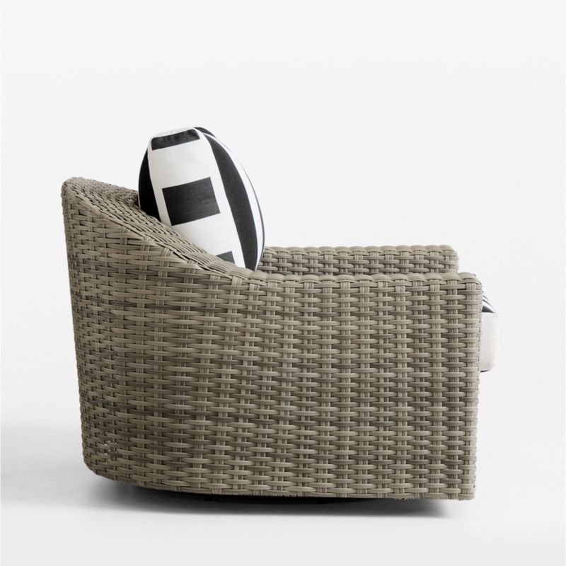 Abaco Resin Wicker Outdoor Swivel Lounge Chair with Black and White Cabana Stripe Sunbrella ® Cushions - image 11 of 13