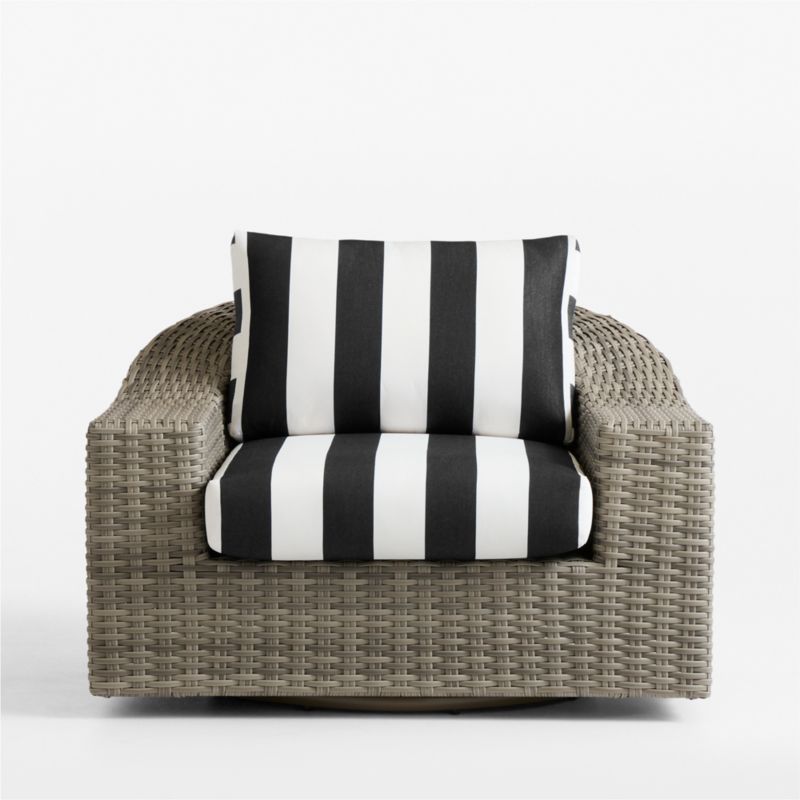Abaco Resin Wicker Outdoor Swivel Lounge Chair with Black and White Cabana Stripe Sunbrella ® Cushions - image 10 of 13
