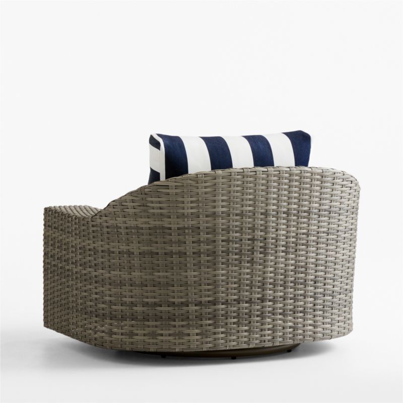 Abaco Resin Wicker Outdoor Swivel Lounge Chair with Navy and White Cabana Stripe Sunbrella ® Cushions - image 12 of 13