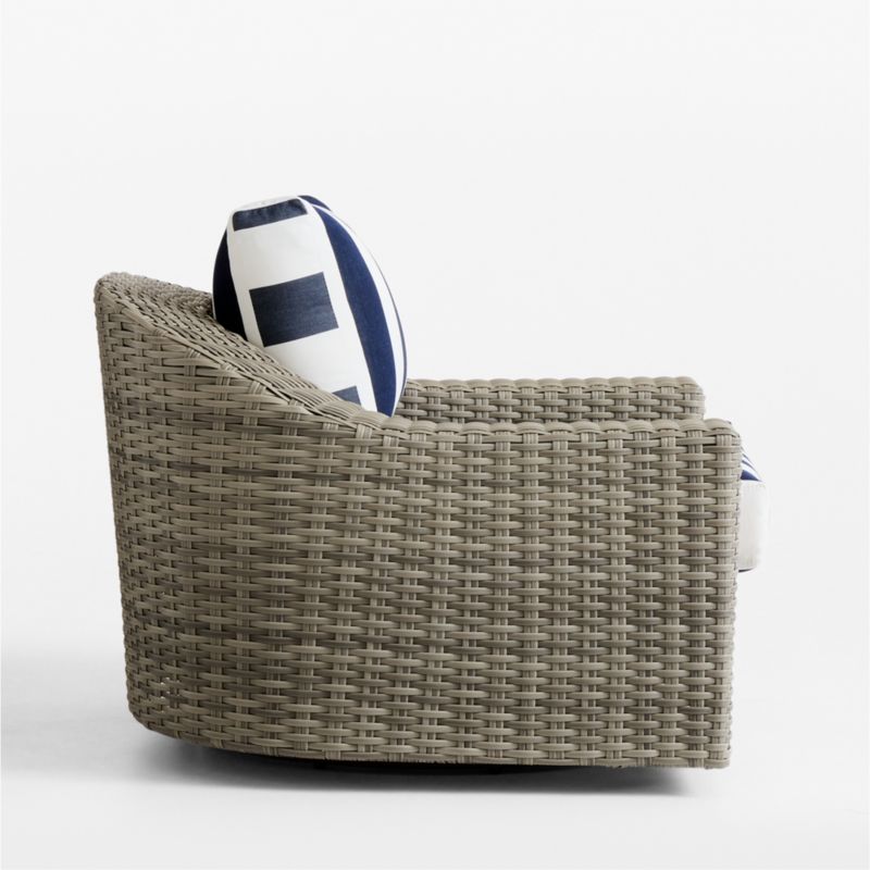 Abaco Resin Wicker Outdoor Swivel Lounge Chair with Navy and White Cabana Stripe Sunbrella ® Cushions - image 11 of 13