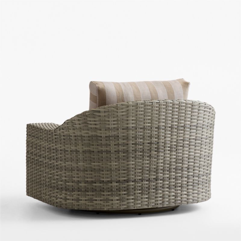 Abaco Resin Wicker Outdoor Swivel Lounge Chair with Range Dune Stripe Sunbrella ® Cushions - image 12 of 13