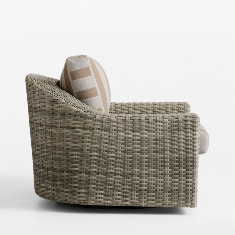 Abaco Resin Wicker Outdoor Swivel Lounge Chair with Range Dune Stripe Sunbrella ® Cushions - image 11 of 13