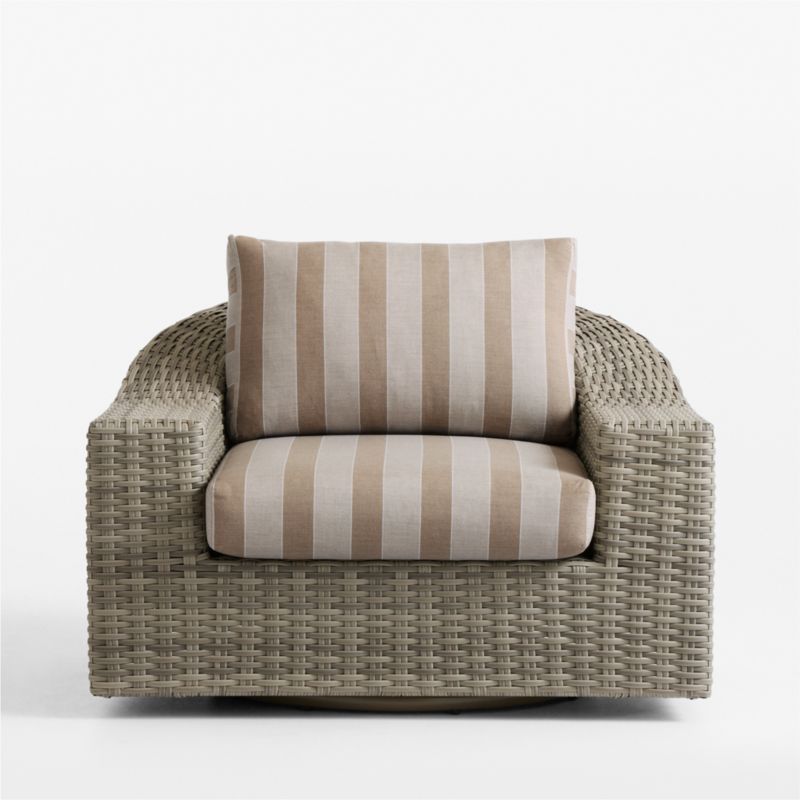Abaco Resin Wicker Outdoor Swivel Lounge Chair with Range Dune Stripe Sunbrella ® Cushions - image 10 of 13