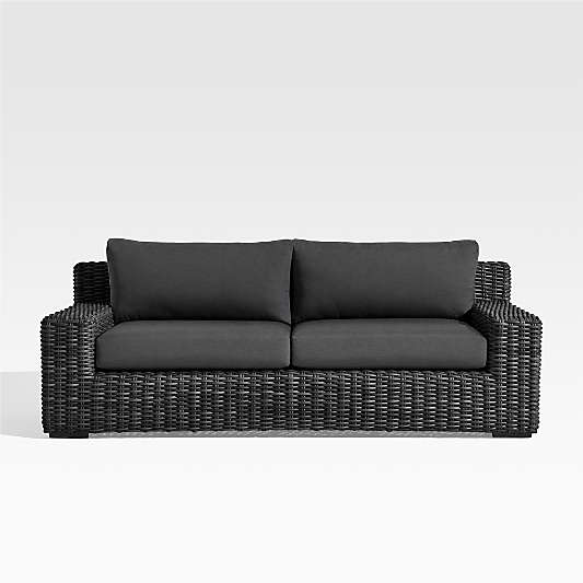 Abaco 83" Resin Wicker Charcoal Grey Outdoor Sofa with Charcoal Sunbrella ® Cushion