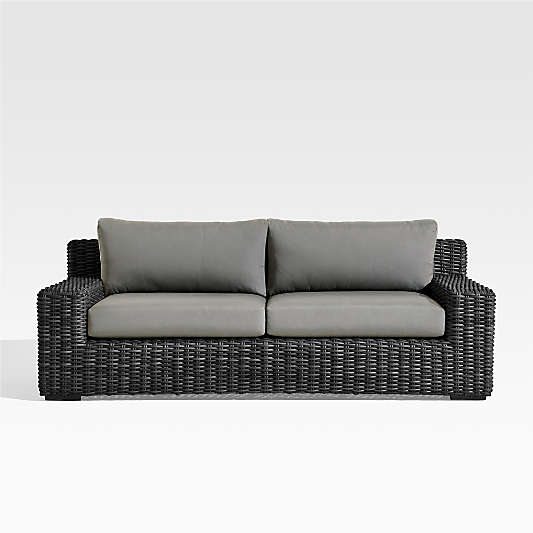 Abaco 83" Resin Wicker Charcoal Grey Outdoor Sofa with Graphite Sunbrella ® Cushion