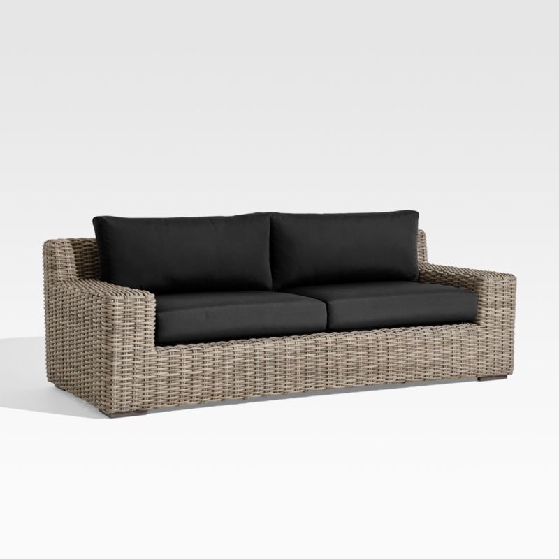 Abaco 83" Resin Wicker Outdoor Sofa with Canvas Black Sunbrella® Cushions