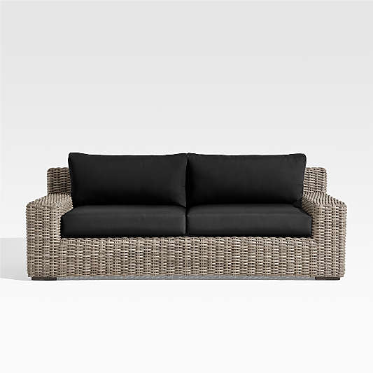 Abaco 83" All-Weather Wicker Outdoor Sofa with Canvas Black Sunbrella® Cushions