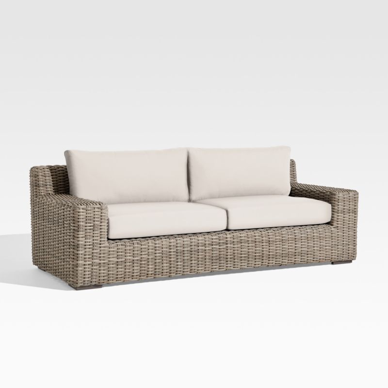 Abaco 83" Resin Wicker Outdoor Sofa with Canvas Canvas Sunbrella® Cushions