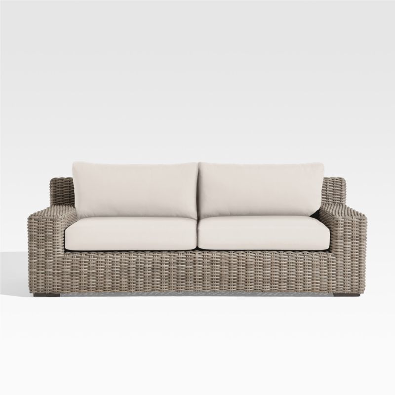 Viewing product image Abaco 83" Resin Wicker Outdoor Sofa with Canvas Canvas Sunbrella® Cushions - image 1 of 14