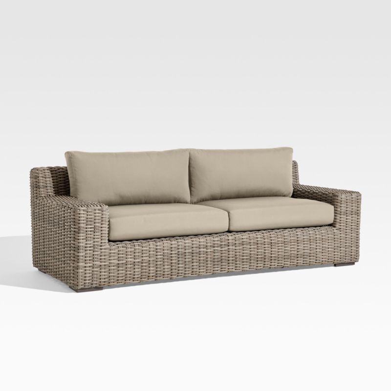 Abaco 83" Resin Wicker Outdoor Sofa with Canvas Flax Sunbrella® Cushions