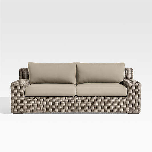 Abaco 83" All-Weather Wicker Outdoor Sofa with Canvas Flax Sunbrella® Cushions