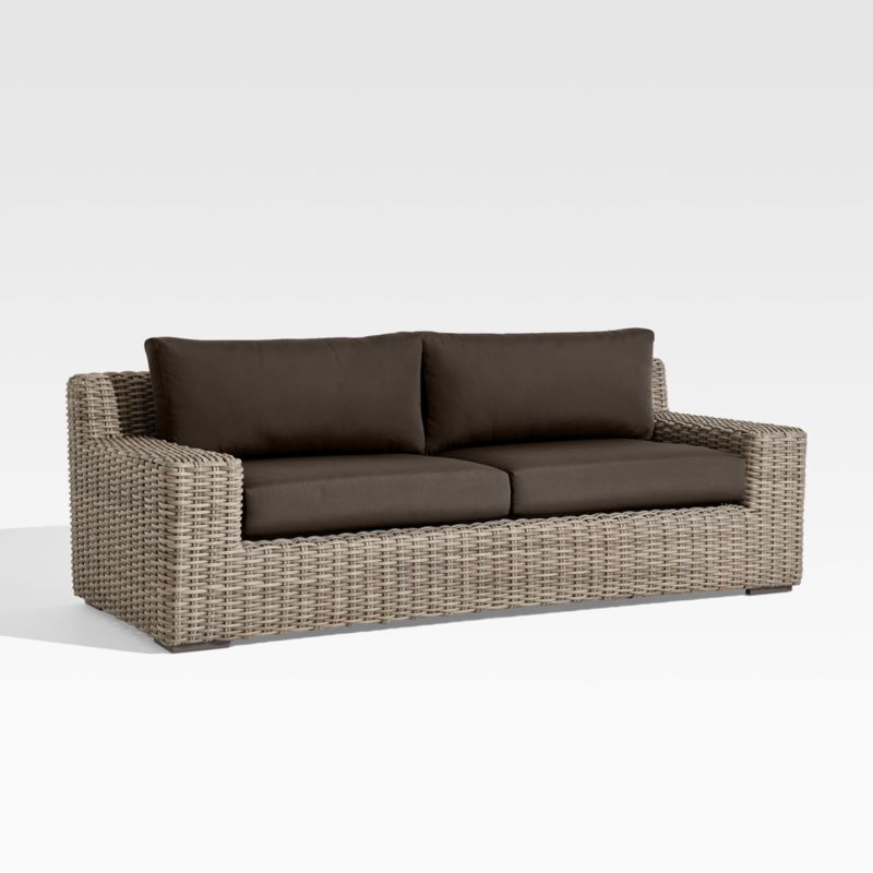 Abaco 83" Resin Wicker Outdoor Sofa with Canvas Java Sunbrella® Cushions