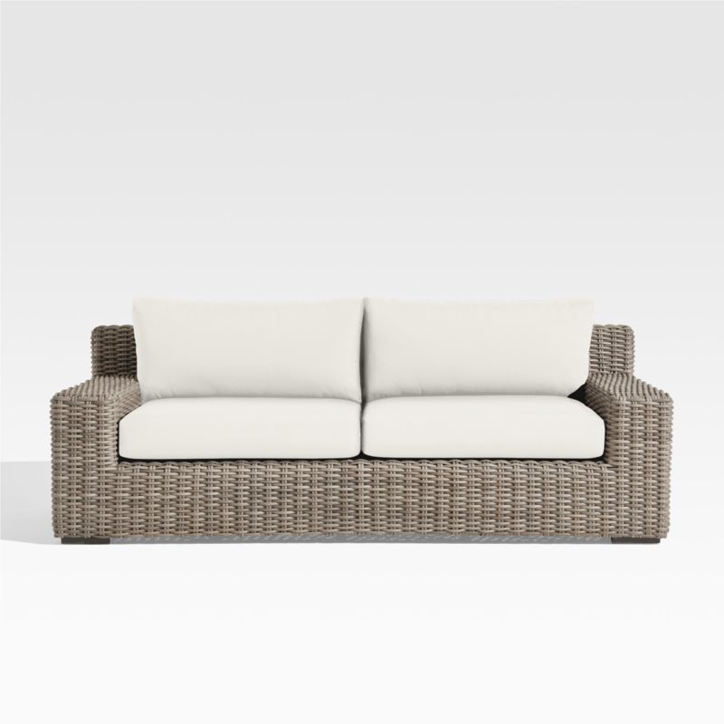 Viewing product image Abaco 83" Resin Wicker Outdoor Sofa with Canvas Natural Sunbrella ® Cushions - image 1 of 13