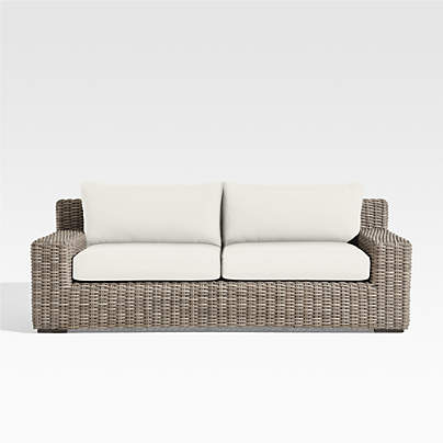 Abaco 83" All-Weather Wicker Outdoor Sofa with Canvas Natural Sunbrella ® Cushions