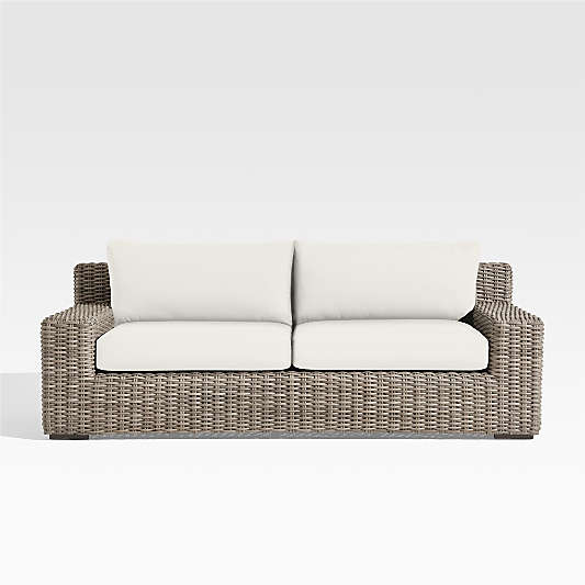 Abaco 83" All-Weather Wicker Outdoor Sofa with Canvas Natural Sunbrella ® Cushions