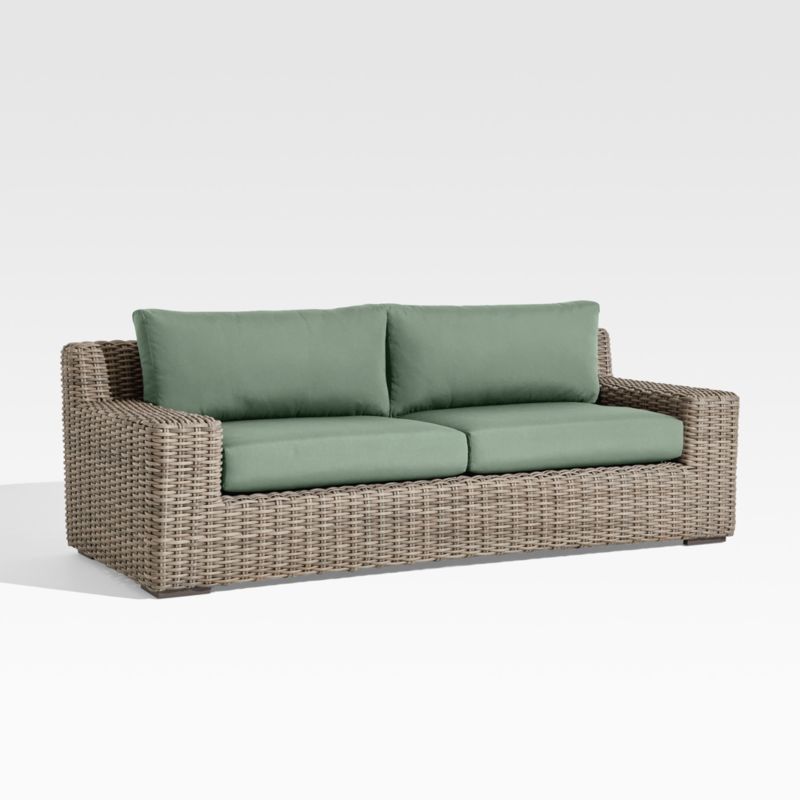 Abaco 83" Resin Wicker Outdoor Sofa with Canvas Spa Sunbrella® Cushions