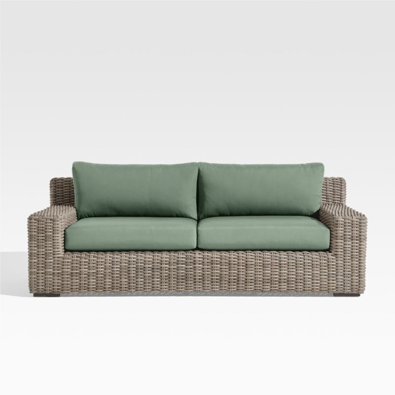 Viewing product image Abaco 83" Resin Wicker Outdoor Sofa with Canvas Spa Sunbrella® Cushions - image 1 of 14