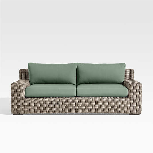 Abaco 83" Resin Wicker Outdoor Sofa with Canvas Spa Sunbrella® Cushions