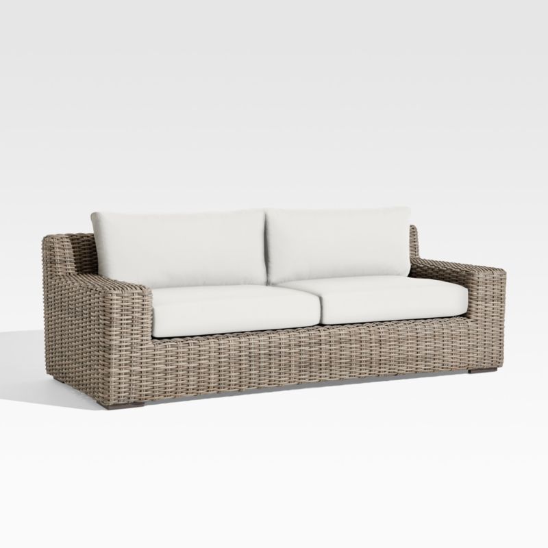 Abaco 83" Resin Wicker Outdoor Sofa with Canvas White Sunbrella® Cushions