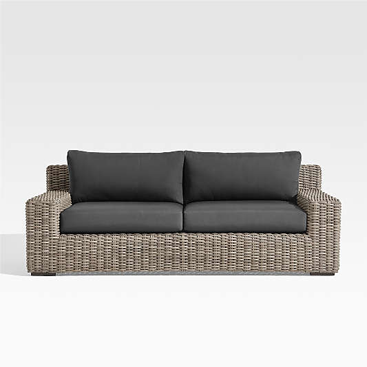 Abaco 83" All-Weather Wicker Outdoor Sofa with Cast Charcoal Sunbrella® Cushions