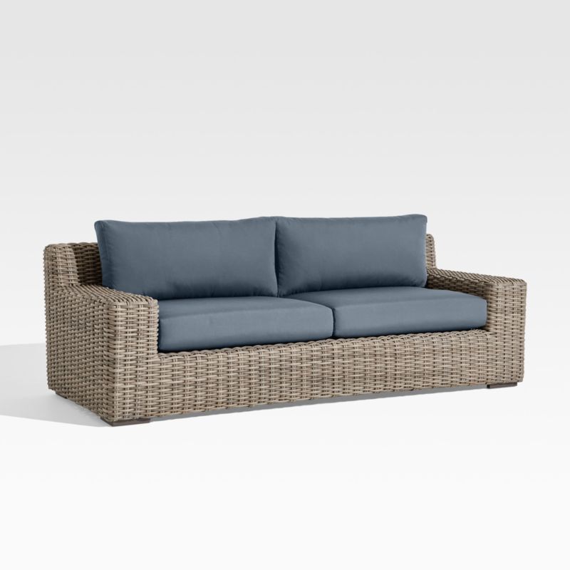 Abaco 83" Resin Wicker Outdoor Sofa with Cast Harbor Sunbrella® Cushions