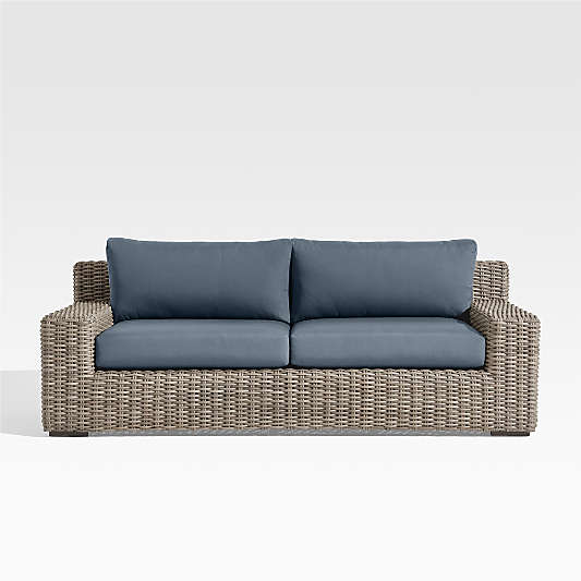 Abaco 83" All-Weather Wicker Outdoor Sofa with Cast Harbor Sunbrella® Cushions