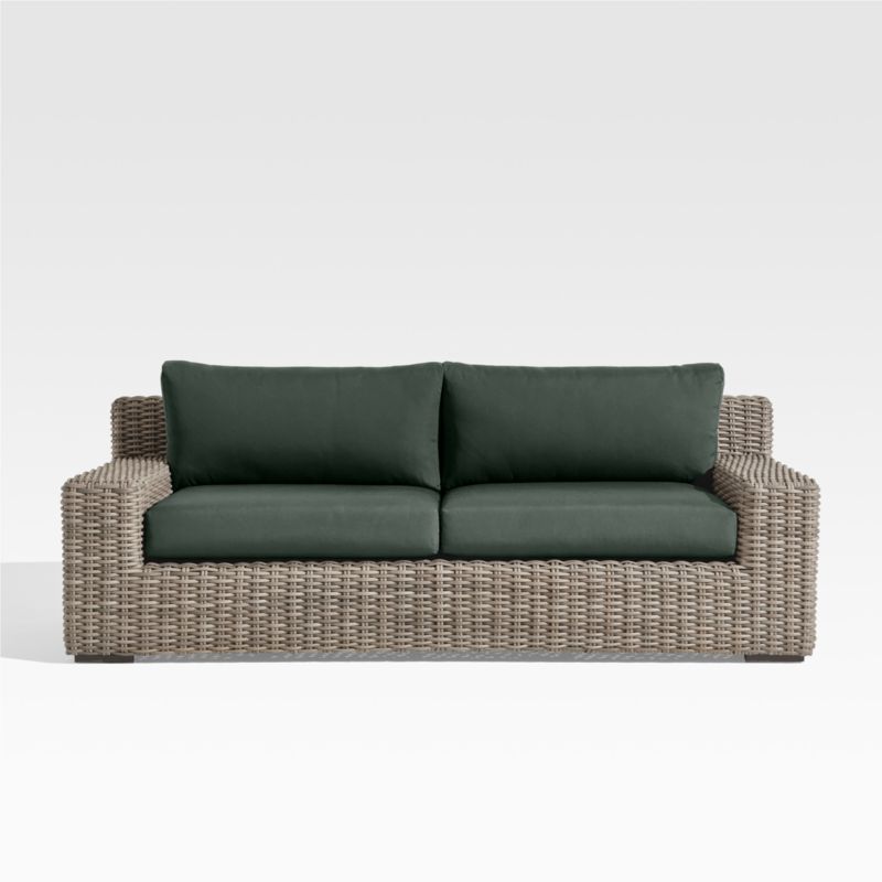 Viewing product image Abaco 83" Resin Wicker Outdoor Sofa with Cast Ivy Sunbrella® Cushions - image 1 of 14