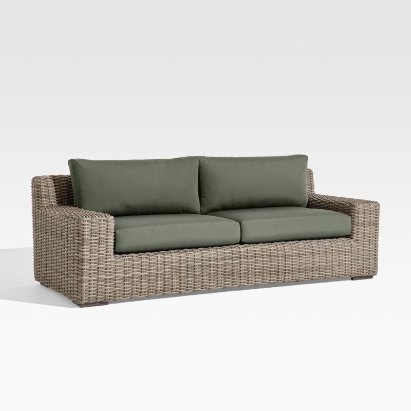 Abaco 83" Resin Wicker Outdoor Sofa with Cast Sage Sunbrella® Cushions
