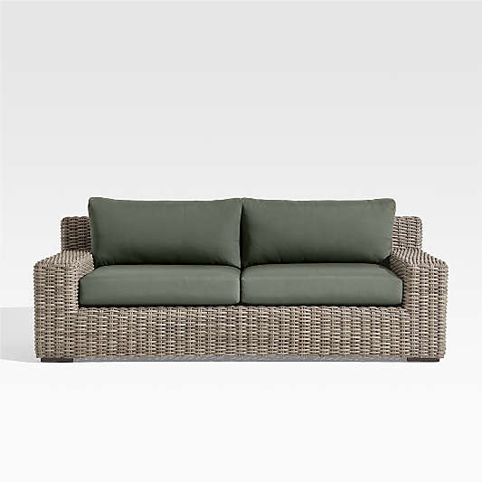Abaco 83" All-Weather Wicker Outdoor Sofa with Cast Sage Sunbrella® Cushions