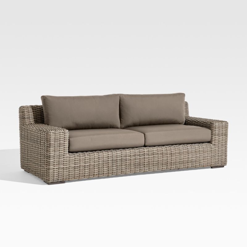 Abaco 83" Resin Wicker Outdoor Sofa with Cast Shale Sunbrella® Cushions