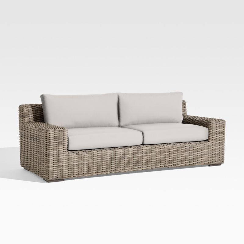 Abaco 83" Resin Wicker Outdoor Sofa with Cast Silver Sunbrella® Cushions