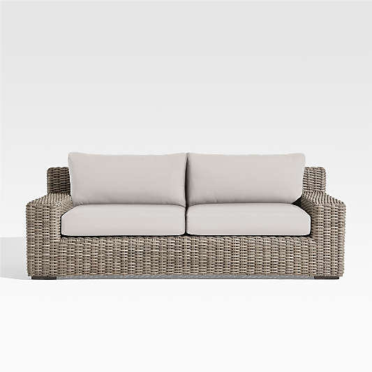 Abaco 83" All-Weather Wicker Outdoor Sofa with Cast Silver Sunbrella® Cushions