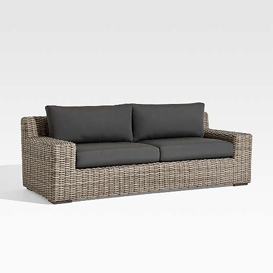 Abaco 83" Resin Wicker Outdoor Sofa with Charcoal Sunbrella ® Cushion