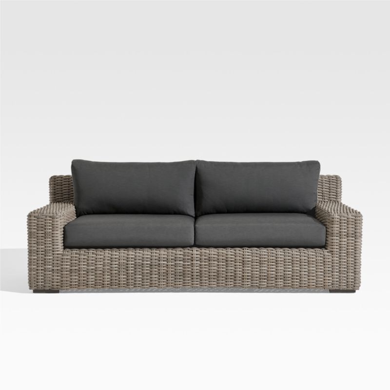 Abaco 83" Resin Wicker Outdoor Sofa with Charcoal Sunbrella ® Cushion