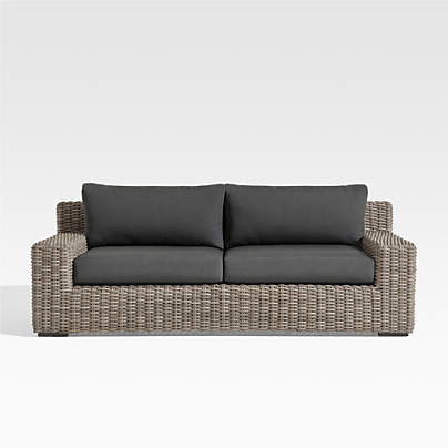 Abaco 83" Resin Wicker Outdoor Sofa with Charcoal Sunbrella ® Cushion