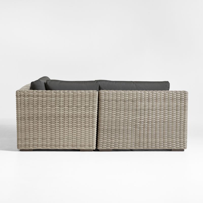 Abaco Grey Resin Wicker -Piece Left-Arm Chair Petite L-Shaped Outdoor Sectional Sofa with Charcoal Sunbrella ® Cushions