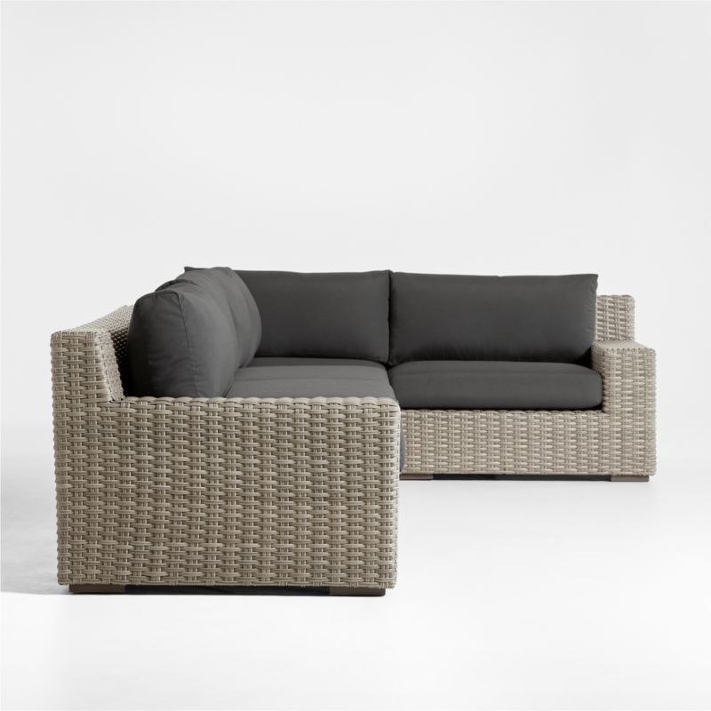 Abaco Grey Resin Wicker 4-Piece Right-Arm Chair Petite L-Shaped Outdoor Sectional Sofa with Charcoal Sunbrella ® Cushions - image 4 of 6