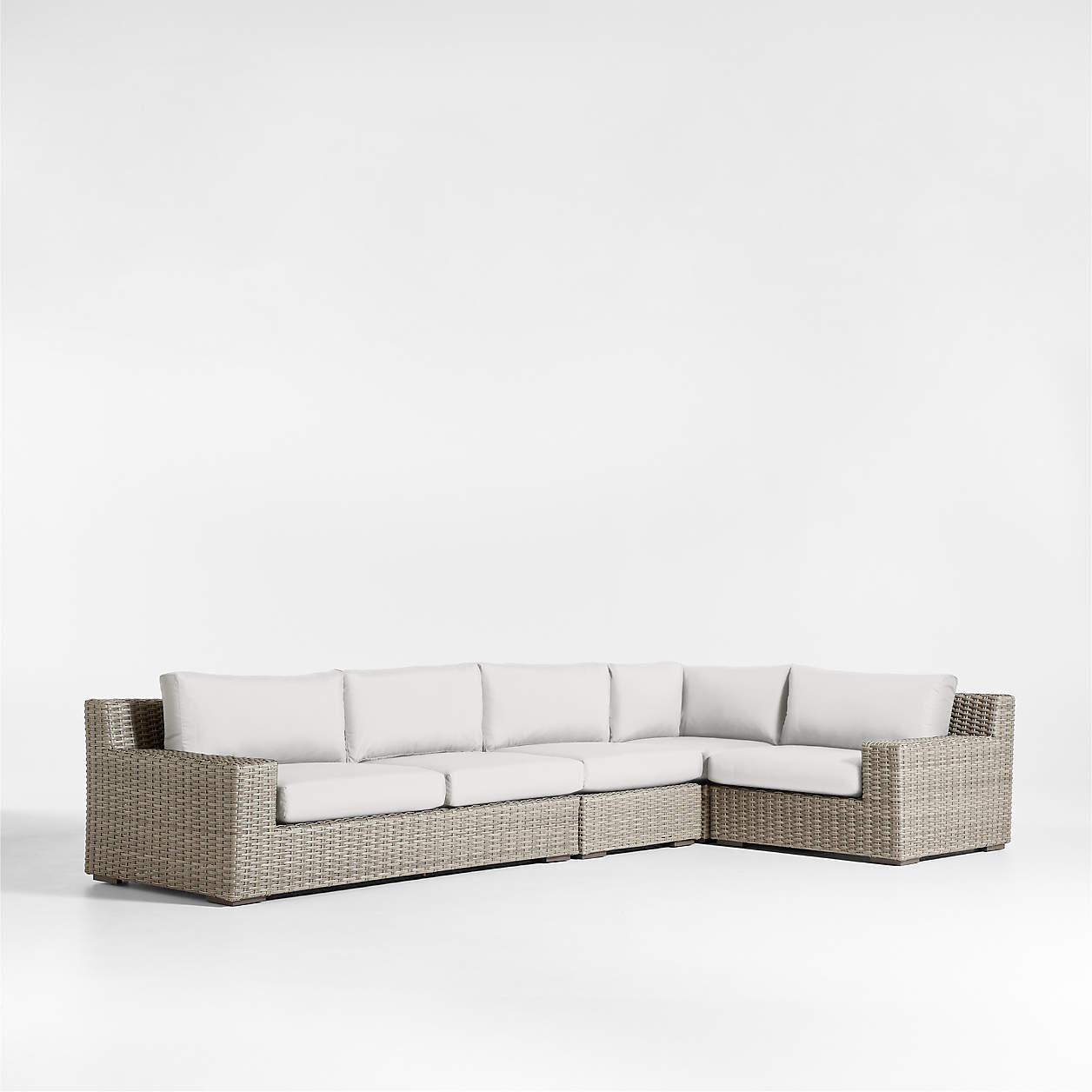 Abaco Grey Resin Wicker 4Piece RightArm Chair Petite LShaped Outdoor