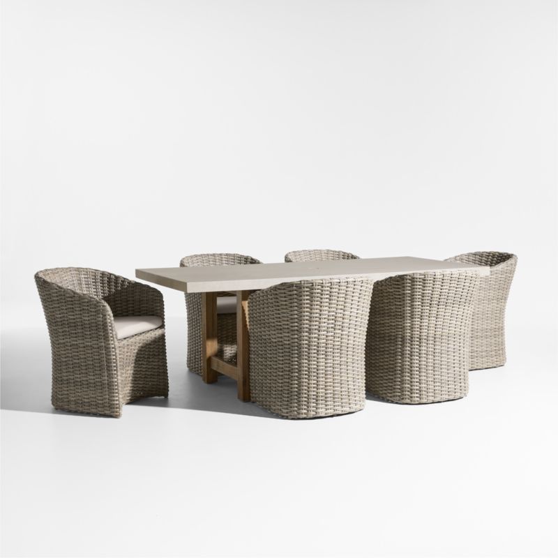 Viewing product image Abaco 84" Grey Wood Outdoor Dining Set with Canvas Canvas Sunbrella ® Cushions - image 1 of 3