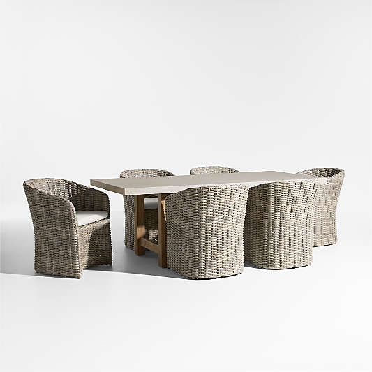 Abaco 84" Grey Wood Outdoor Dining Set with Sunbrella ® Cushions