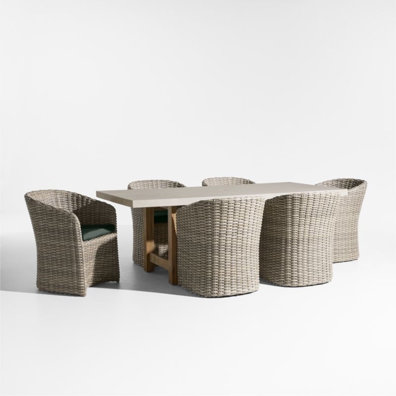 Viewing product image Abaco 84" Grey Wood Outdoor Dining Set with Cast Ivy Sunbrella ® Cushions - image 1 of 3