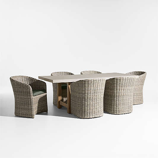 Abaco 84" Grey Wood Outdoor Dining Set with Cast Sage Sunbrella ® Cushions