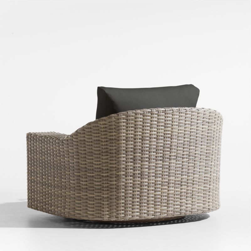 Abaco Taupe Wicker Outdoor Swivel Lounge Chair with Charcoal Grey Sunbrella ® Cushions