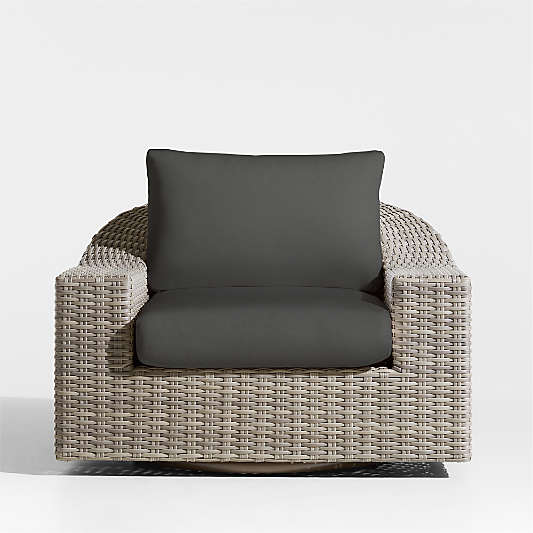 Abaco Resin Wicker Outdoor Swivel Lounge Chair with Soot Grey Sunbrella ® Cushions