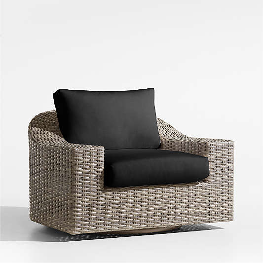 Abaco Resin Wicker Outdoor Swivel Lounge Chair with Canvas Black Sunbrella ® Cushions
