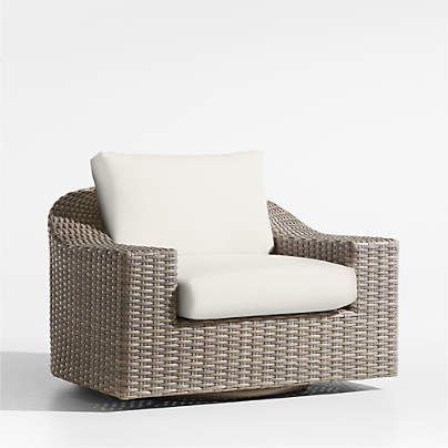 Abaco Resin Wicker Outdoor Swivel Lounge Chair with Canvas Natural Sunbrella ยฎ Cushions