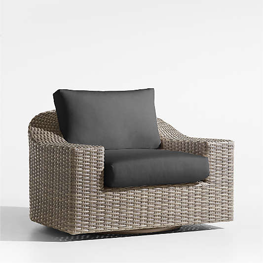 Abaco Resin Wicker Outdoor Swivel Lounge Chair with Cast Charcoal Sunbrella ® Cushions